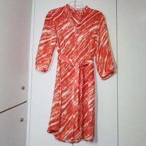 Soft Surroundings Abstract Tie-Dye Pattern Cotton Dress Women's Size S Red/Coral